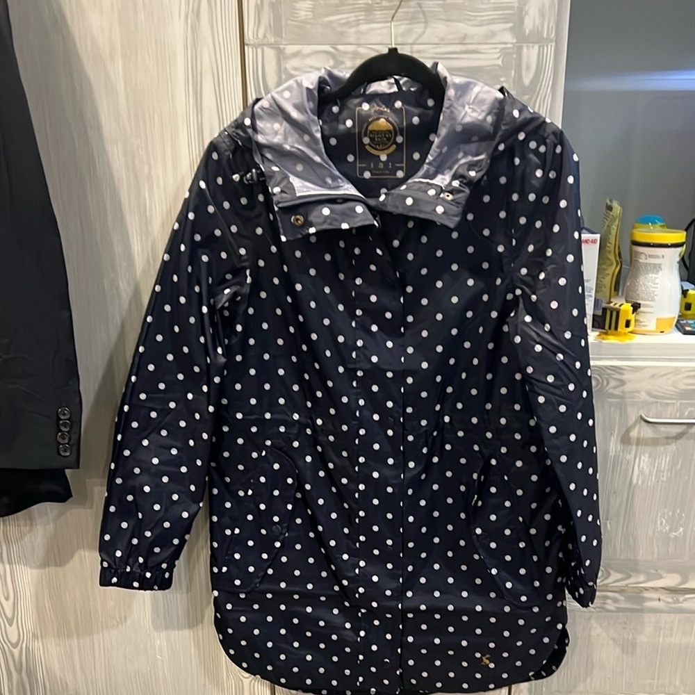 Joules Blue and White Polka Dot Trench Coat